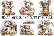 Beach Mouse PNG Clipart Bundle, a Seasonal Illustration by OK Design (Thumbnail 2 of 6)