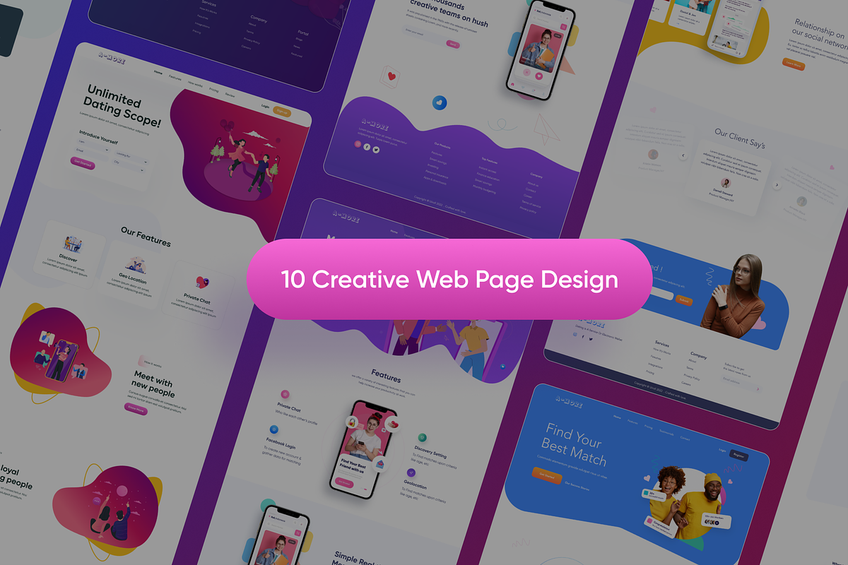 A-MORE Dating Landing Page Kit, a Landing Page Template by Uiroll (Photo 2 of 6)