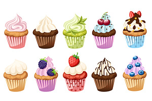 Set of sweet cakes, an Object Graphic by Alfmaler