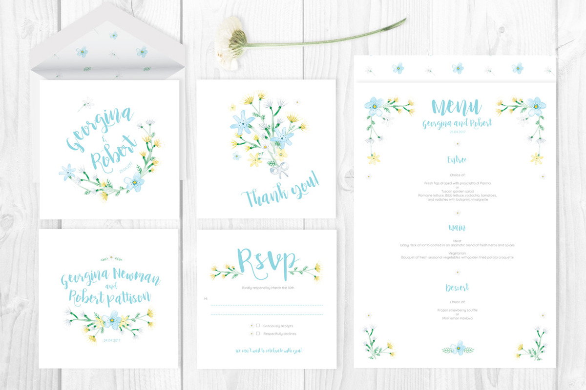 Wild Flowers Wedding Set, an Invitation Template by SimpleThings (Photo 2 of 12)