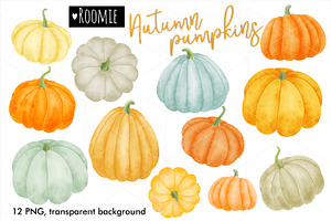 Watercolor Pumpkin Halloween Clipart