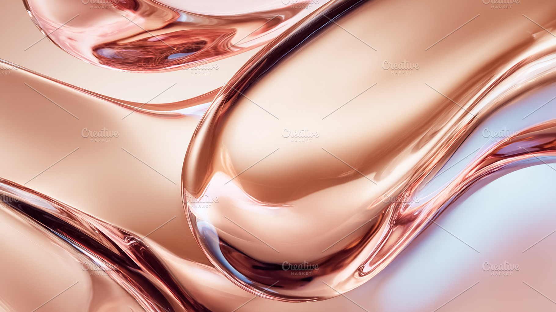 Liquid rose gold merging with reflective light, creating abstract metallic flui, a Photo by Studio ANNA
