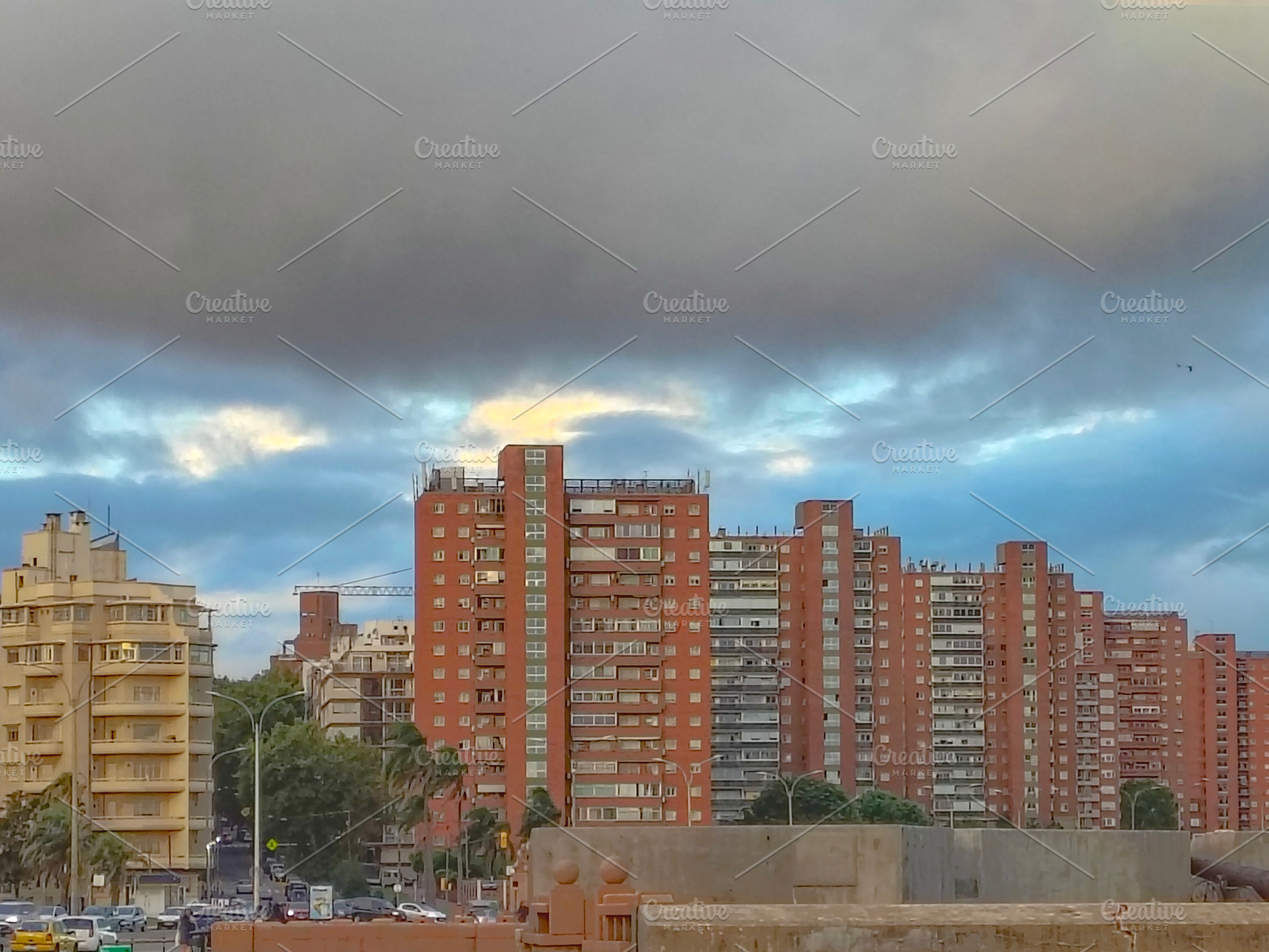 Urban coastal scene at boardwalk at la rambla de montevideo, uru, an Architecture Photo by DanFLCreativo