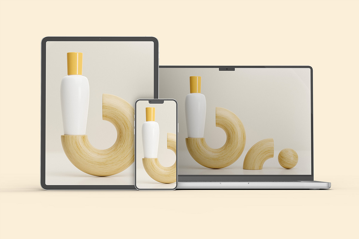 Macbook Pro iPad iPhone 13 Mockups, a Mac Mockup by Illusiongraphic (Photo 4 of 34)
