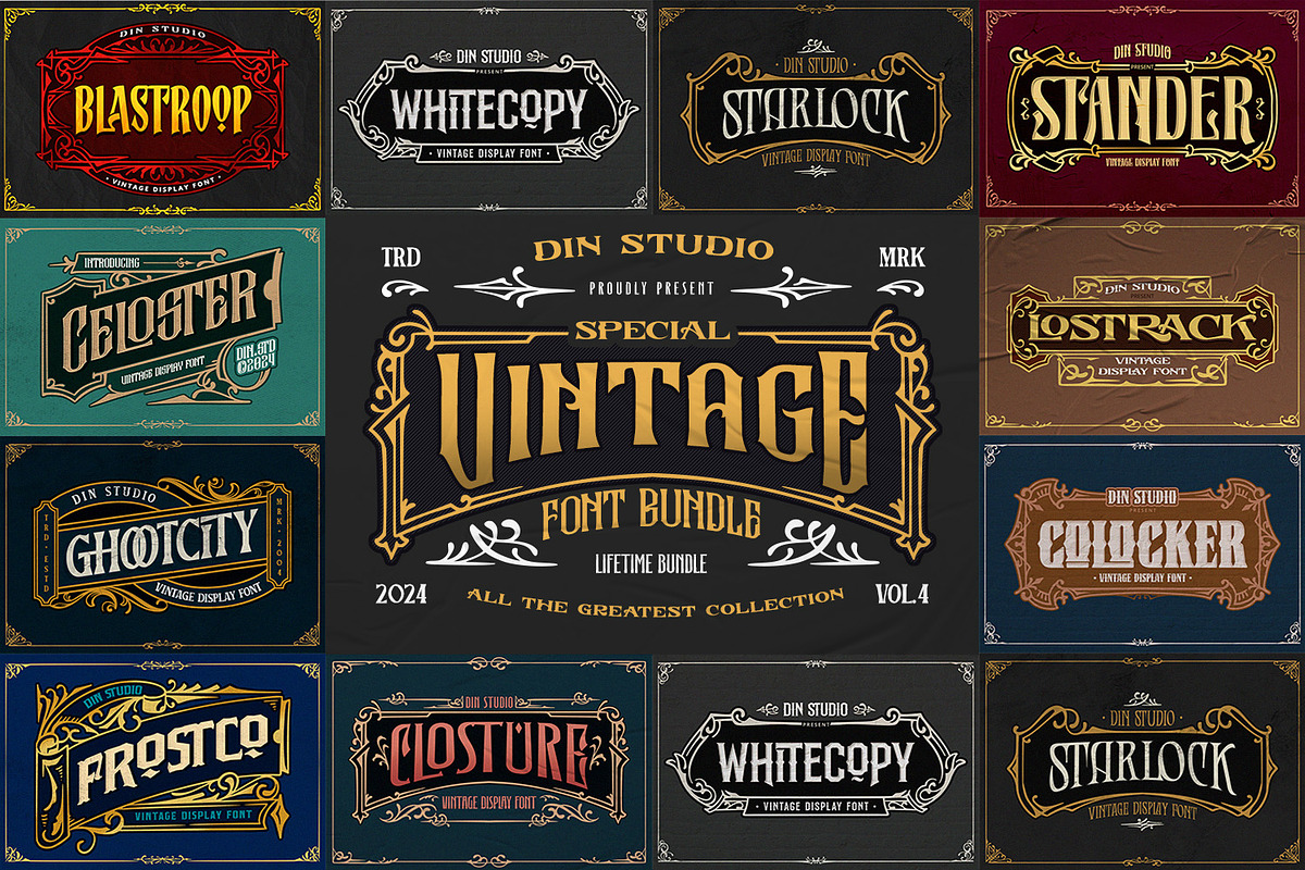 Vintage Font Bundle 4, a Symbol Font by Vintage Division (Photo 1 of 12)
