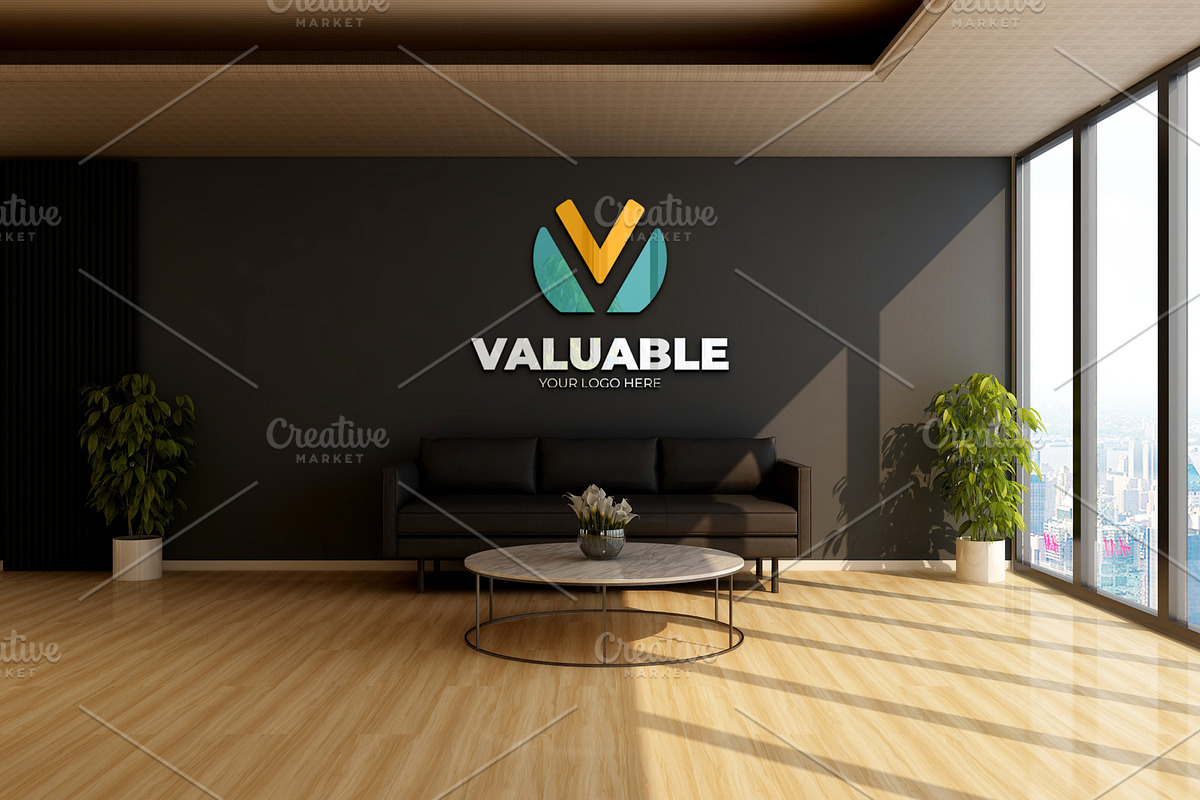 PSD Minimalist Lounge Wall Mockup, a Product Mockup by Ayy (Photo 5 of 15)
