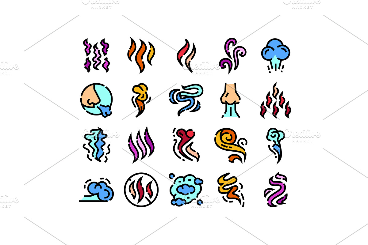 Smelling aroma vapor and odor line, an Object Illustration by pikepicture
