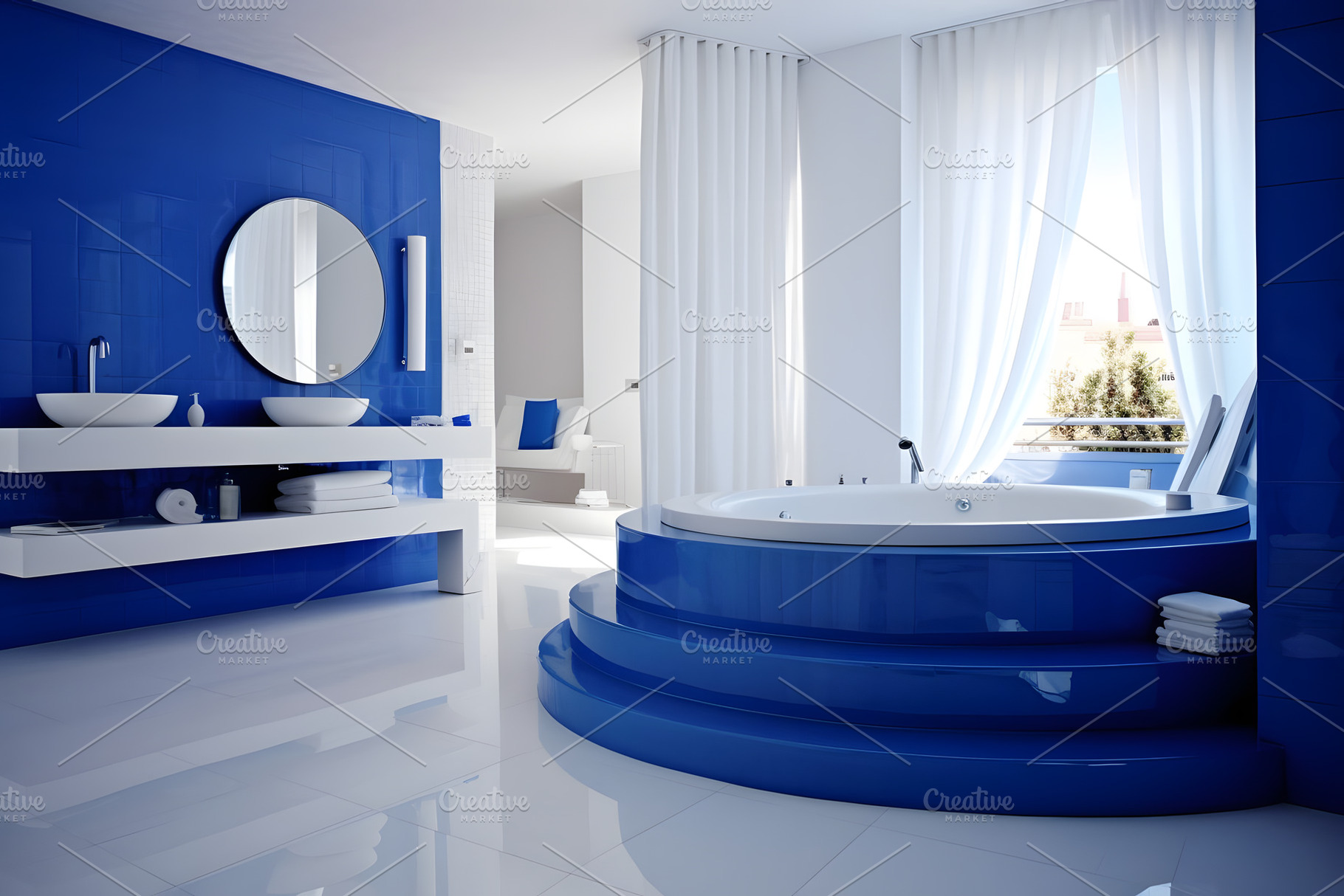 bathroom in cobalt color, an Architecture Photo by OlgaPilnik