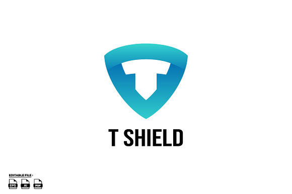 T Letter Shield Gradient Logo Design