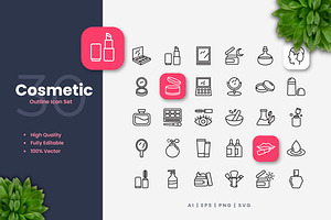 Cosmetic Outline Icons, an Outline Icon by Upnowgraphic