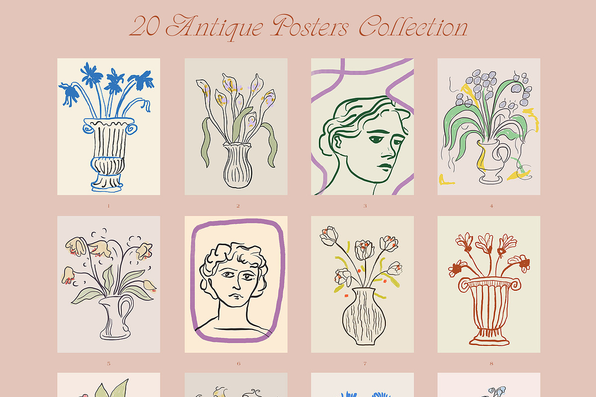 Antique Posters Vector Collection, a Decorative Illustration by Ayya Studio (Photo 8 of 8)