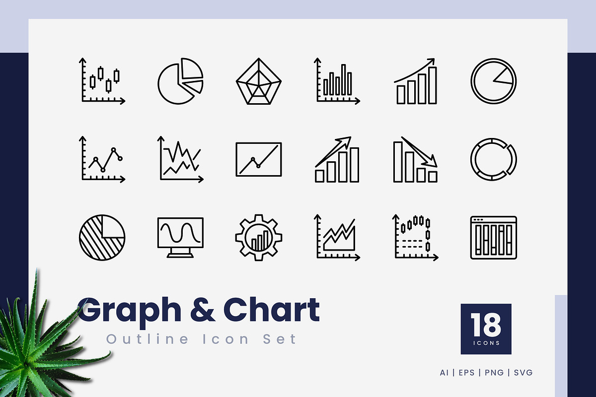 Graph and Chart Outline Icons, an Outline Icon by Zeer Graphic