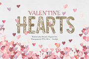 Watercolor Valentine Hearts, an Illustration by The Autumn Rabbit Ltd (Thumbnail 1 of 2)