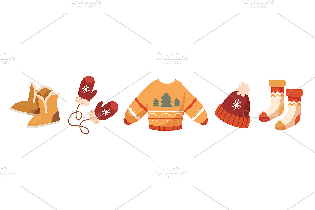Cozy winter clothing set, an Object Illustration by Elen_Art