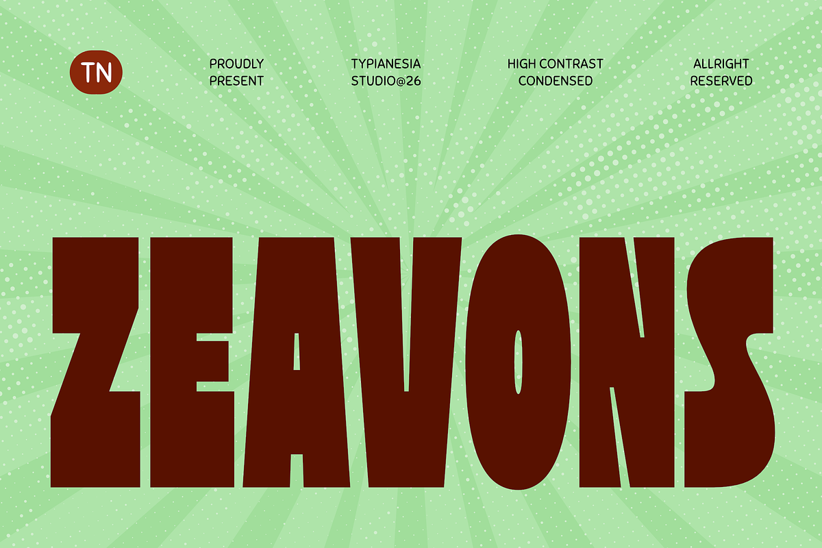 Zeavons - Condensed Retro Sans Font, a Sans Serif Font by Typia Nesia (Photo 1 of 11)