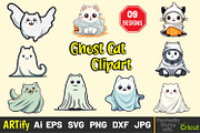 Halloween Ghost Cat Vector Clipart, a Seasonal Illustration by ARTify Illustrations (Thumbnail 1 of 4)
