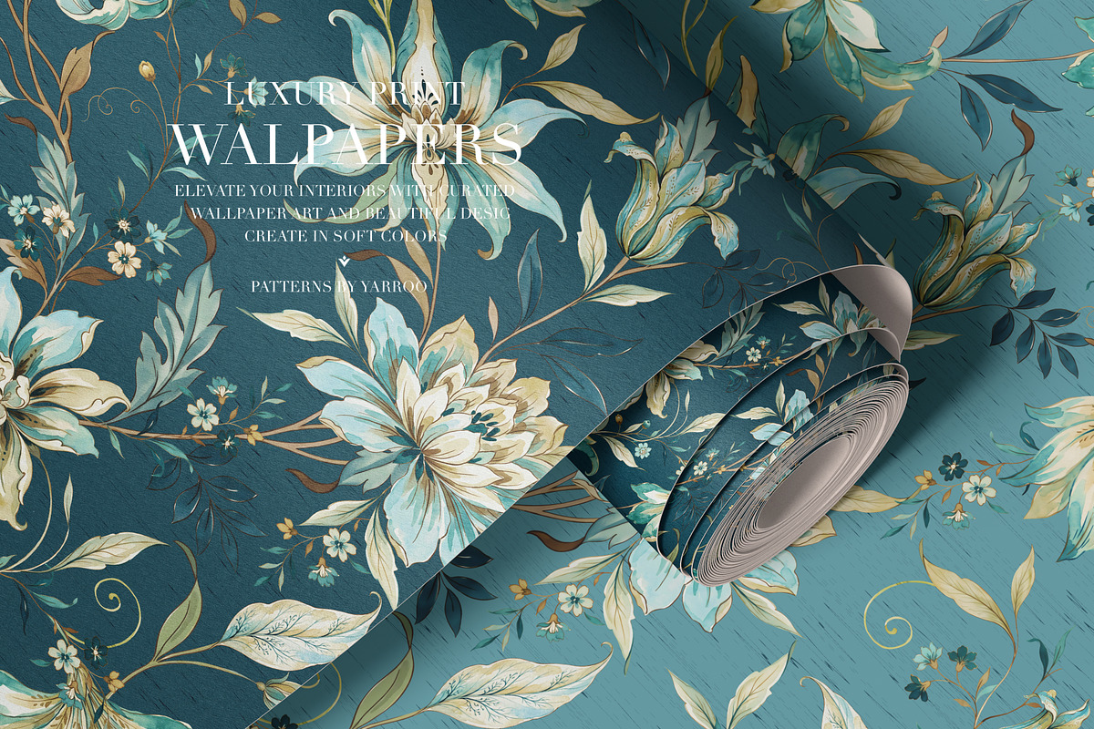 BOTANICAL CHINTZ_ WATERCOLOR PATTERN, a Pattern Graphic by YARROO (Photo 8 of 13)