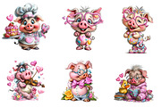 quirky valentine pig clipart, an Illustration by CreationArt (Thumbnail 2 of 5)