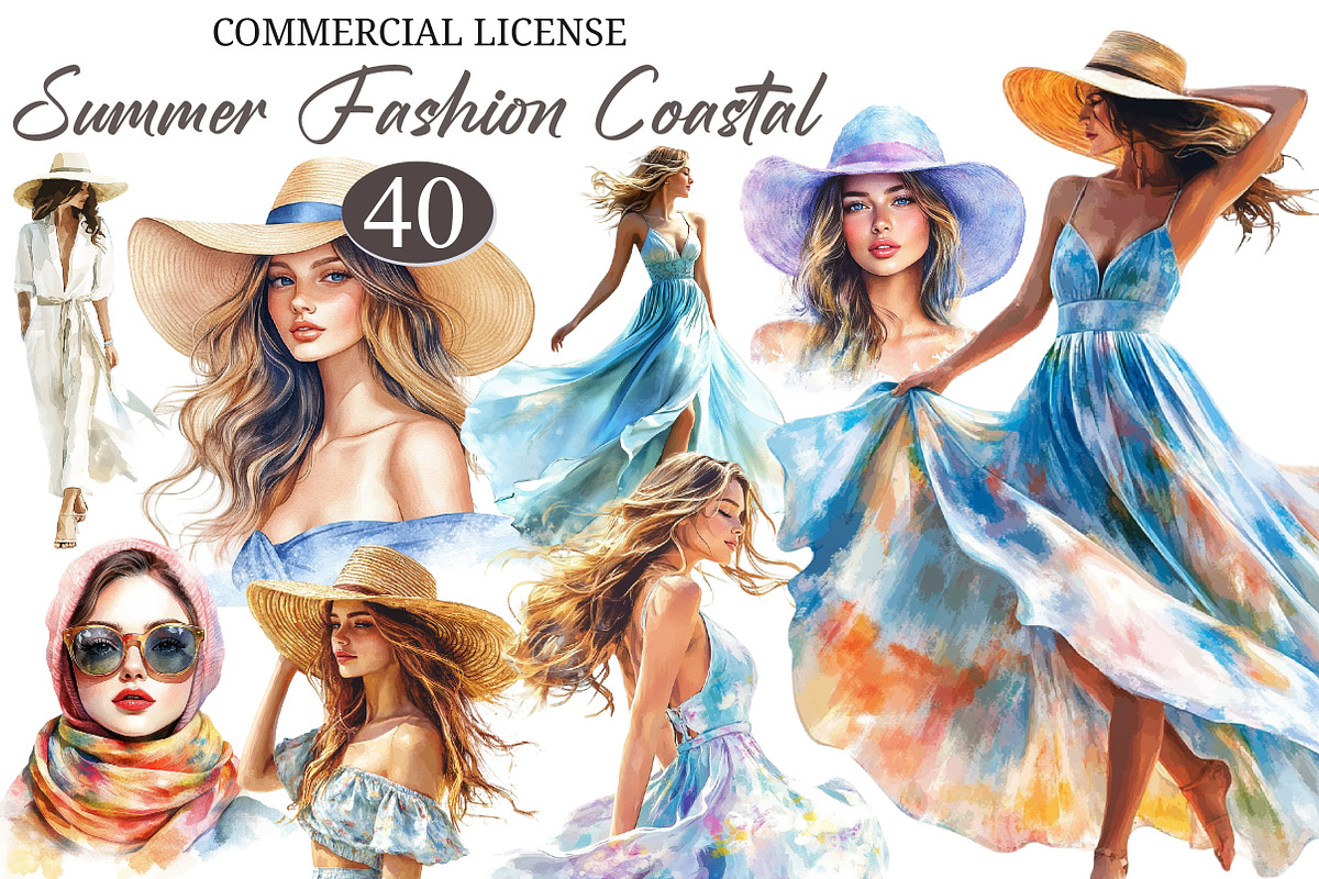 Summer Coastal Fashion Clipart, an Illustration by designcity5 (Photo 1 of 5)