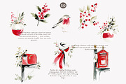 Festive red Christmas watercolor set, a Decorative Illustration by Patishop Art (Thumbnail 6 of 9)