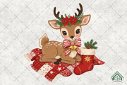 Reindeer Christmas Patchwork PNG, an Illustration by Craft Nest (Thumbnail 1 of 6)