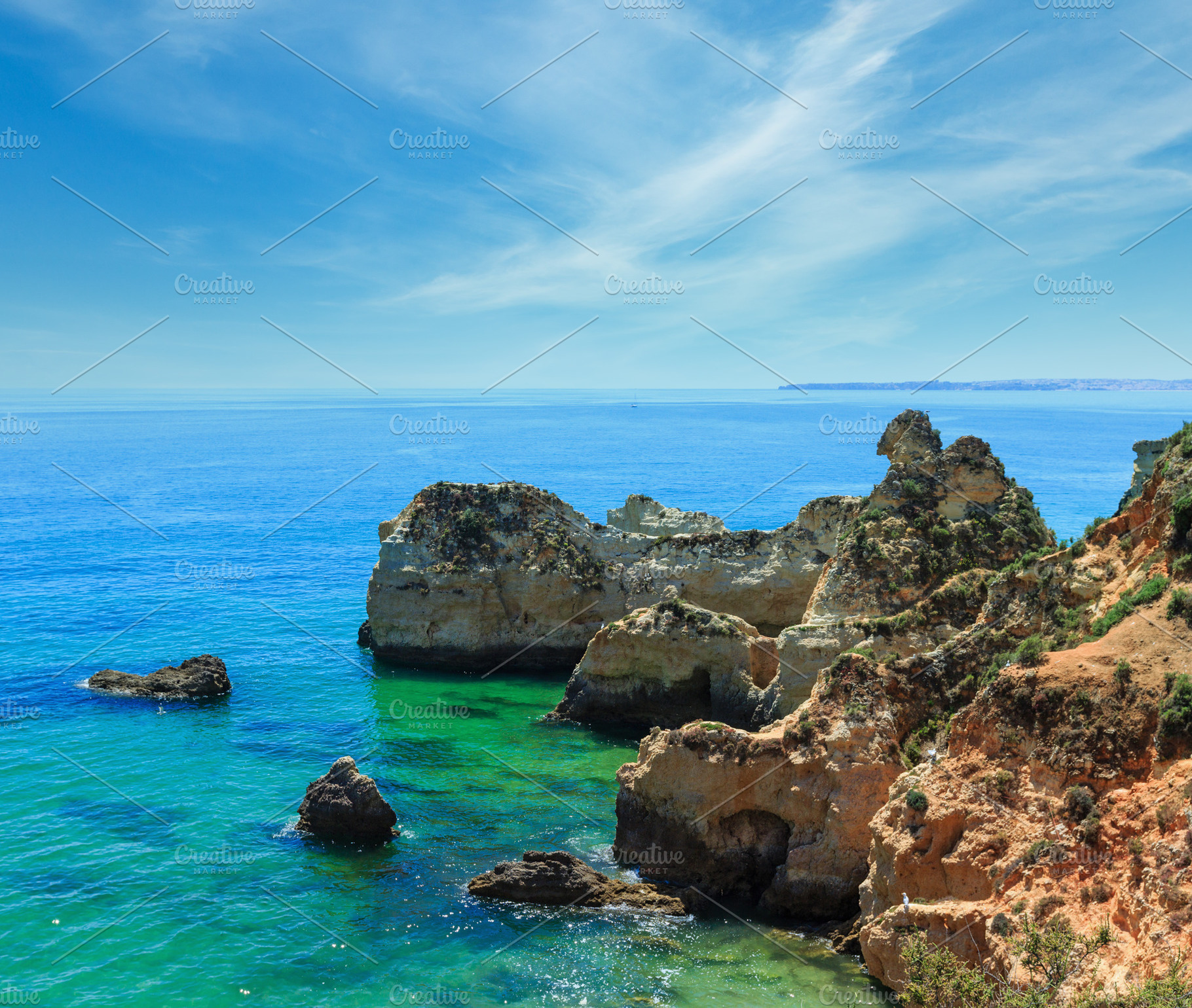 Summer Atlantic rocky coastline (Algarve, Portugal)., a Nature Photo by YuriyB