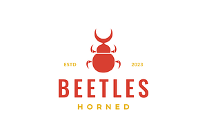 Animal Insect Horned Beetle Logo