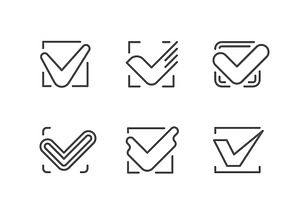 Set line icons of check mark, an Outline Icon by motorama