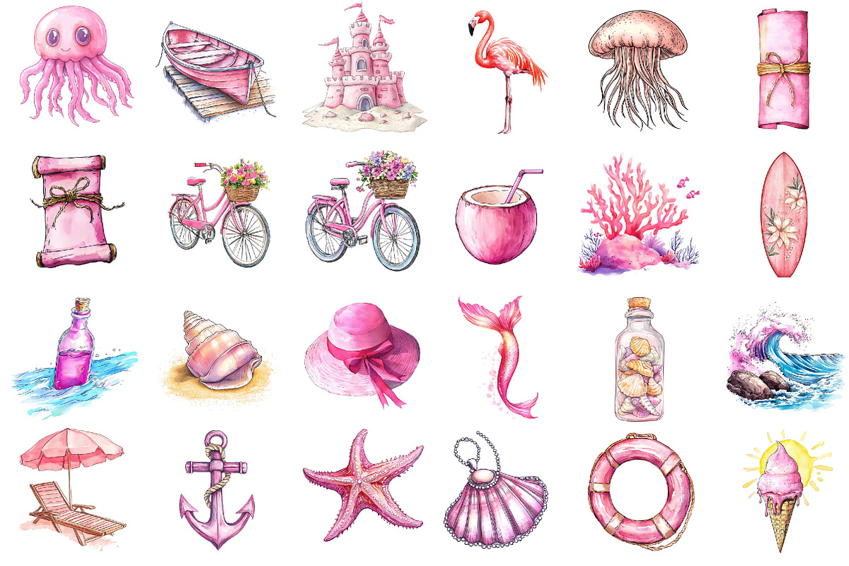Vintage Beach Clipart, an Illustration by Sublimation Artist (Photo 2 of 6)
