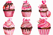 Watercolor Valentines Day Cupcakes, an Illustration by Libby Wishes (Thumbnail 3 of 7)