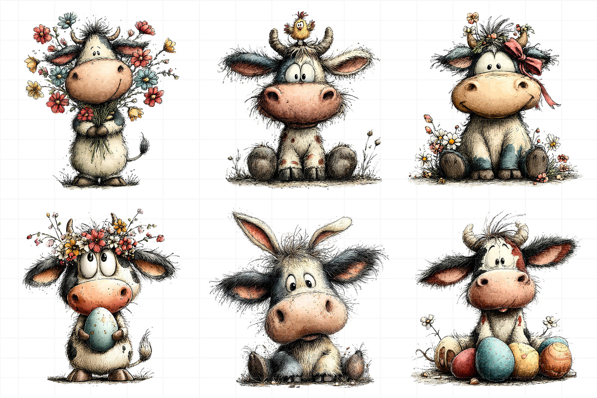 Whimsical Easter Cow Clipart, an Illustration by Daily.Designs (Photo 5 of 8)