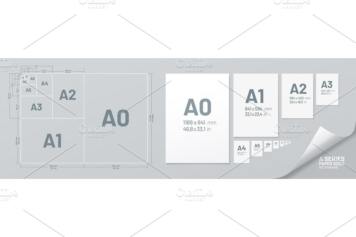 Office paper size, sheet standards, an Object Illustration by Seavector Studio (Photo 3 of 3)
