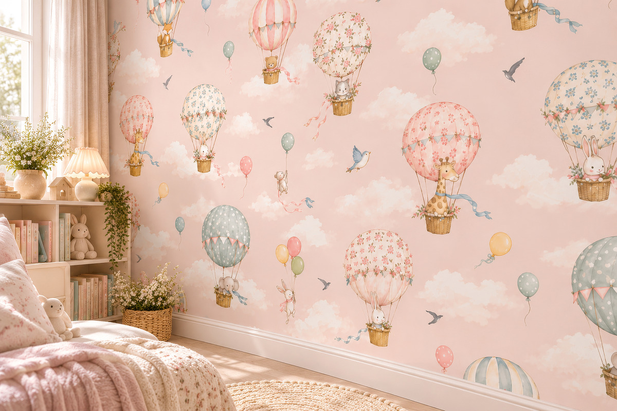 Pastel Air Balloon Nursery Wallpaper, a Wallpaper Graphic by by creative paper (Photo 11 of 14)