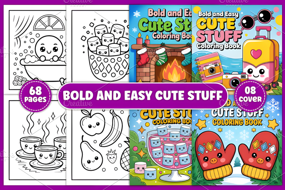 Bold and Easy Cute Stuff Coloring, a Decorative Illustration by Design Station (Photo 1 of 4)
