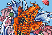 Japanese Koi Tattoo, an Animal Illustration by TSV Art Collective (Thumbnail 1 of 3)