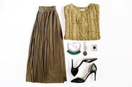 Trendy female clothes and accessory stock photo containing flat and lay, a Beauty & Fashion Photo by Floral Deco