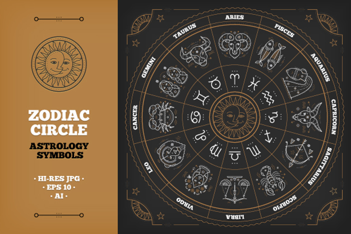 Zodiac circle with horoscope signs, an Animal Illustration by painterr (Photo 1 of 2)