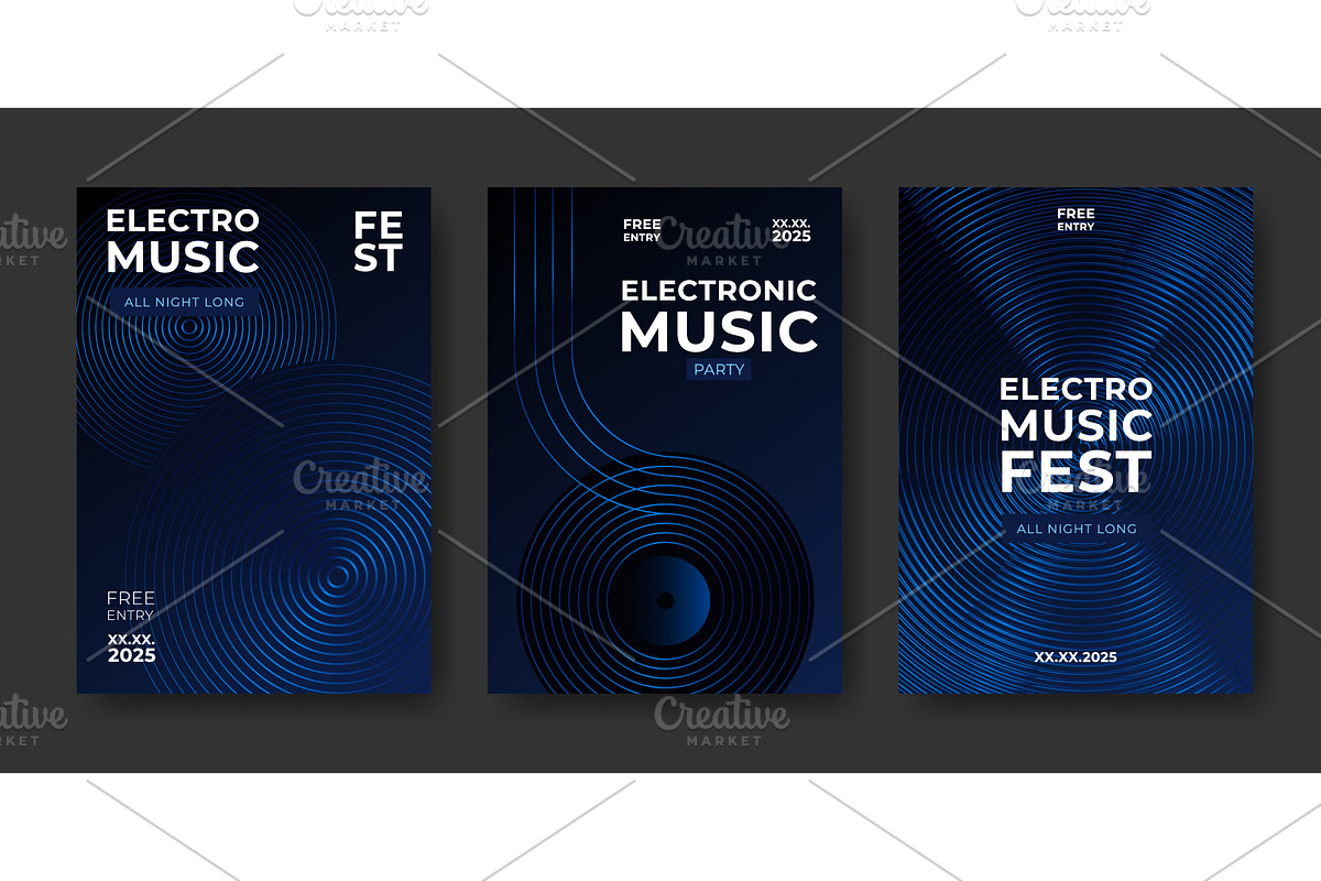 Electronic music festival poster set, an Illustration by art PVP - market