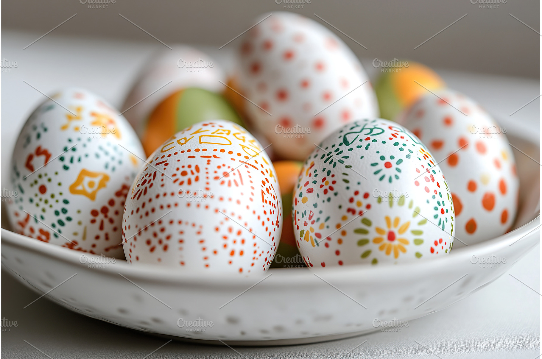Colorful decorated easter eggs in a, a Holiday Photo by Lermont51