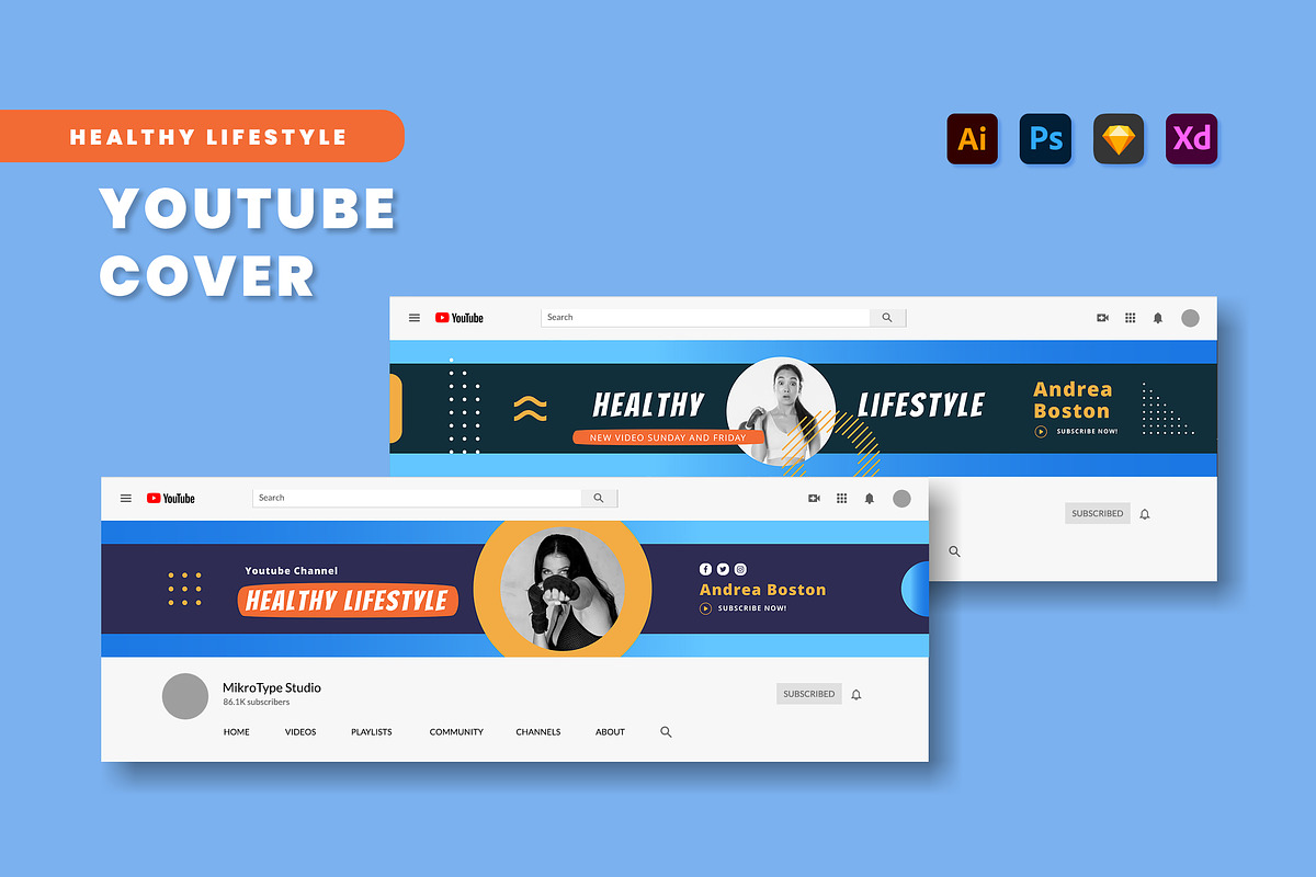 Healthy Lifestyle Youtube Cover, a Social Media Template by MikroType Std (Photo 1 of 4)