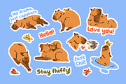 Cute capibaras set, stickers, cards, an Animal Illustration by PaperTrident (Thumbnail 2 of 7)