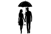 50 Couple Umbrella Silhouette Bundle, an Illustration by Designs_River (Thumbnail 47 of 51)