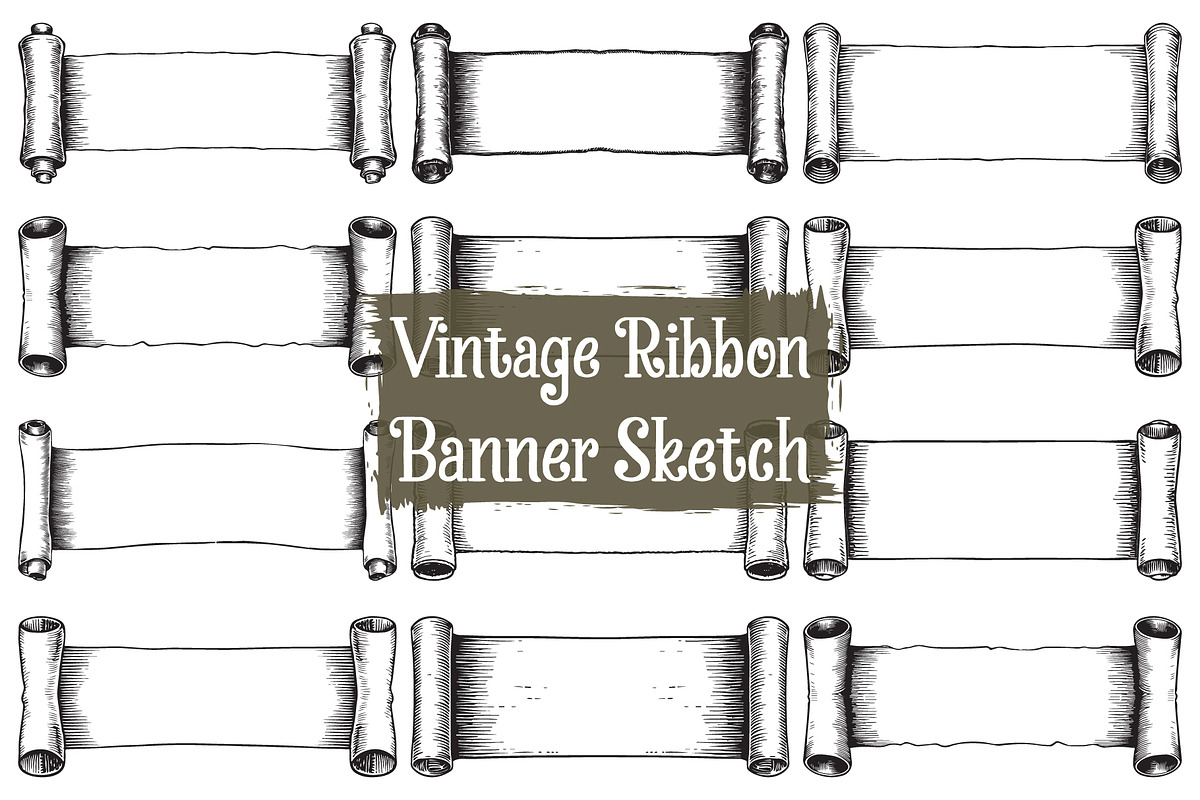 Vintage Hand Drawn Banner Pack, an Illustration by balal