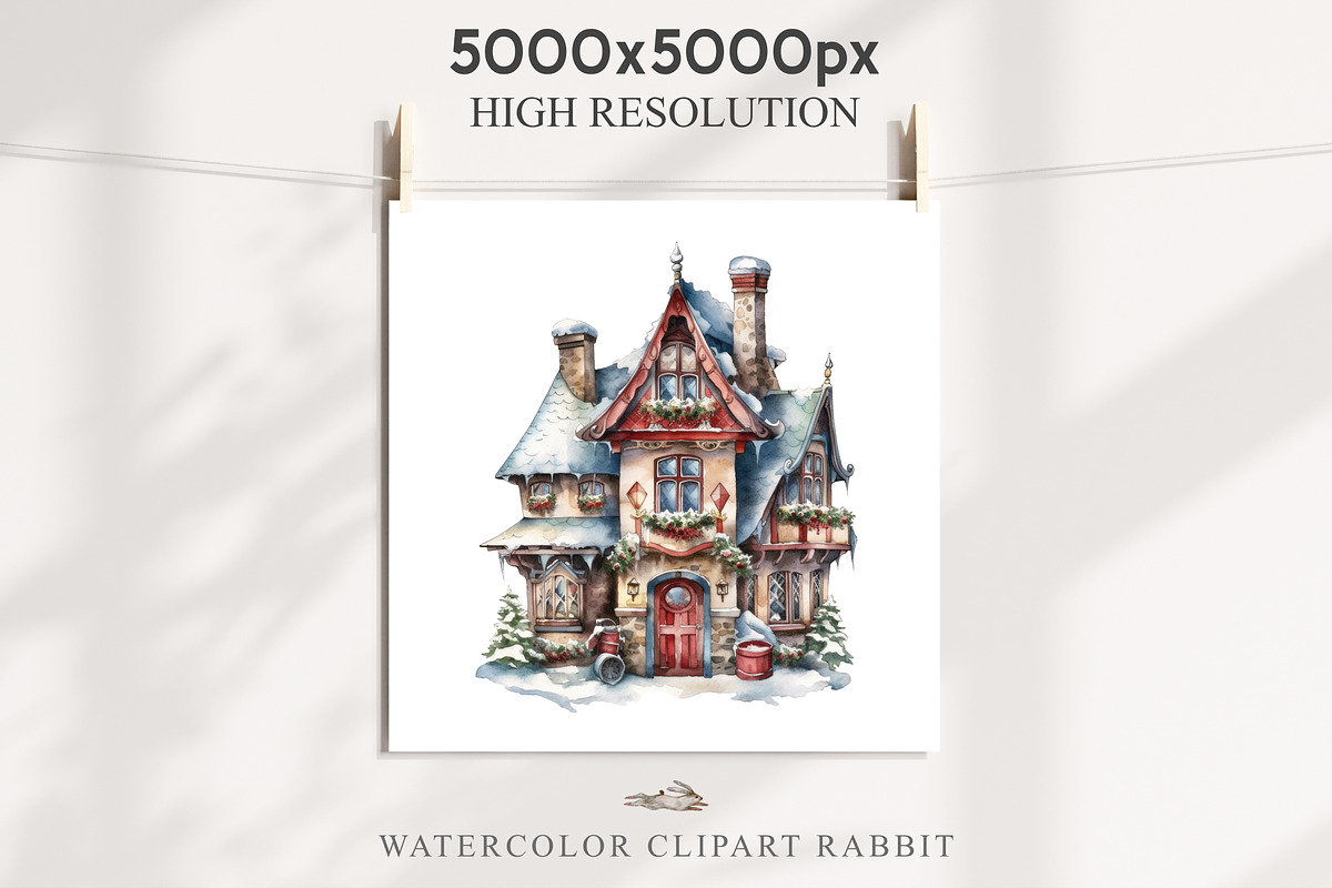 Christmas Santa Elf House Clipart, a Seasonal Illustration by Rabbit Heart (Photo 8 of 10)