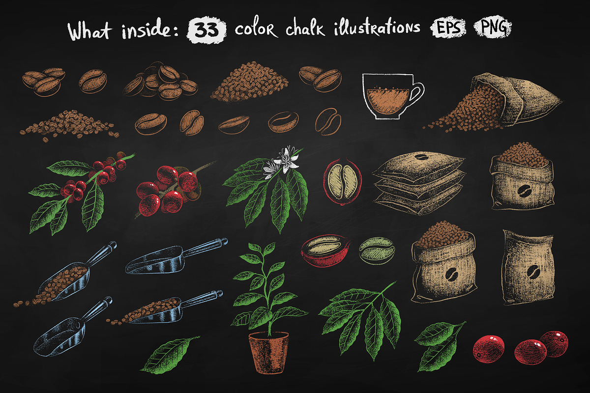 Chalked Coffee Growth Collection, an Object Graphic by Sonya Illustrations (Photo 2 of 6)