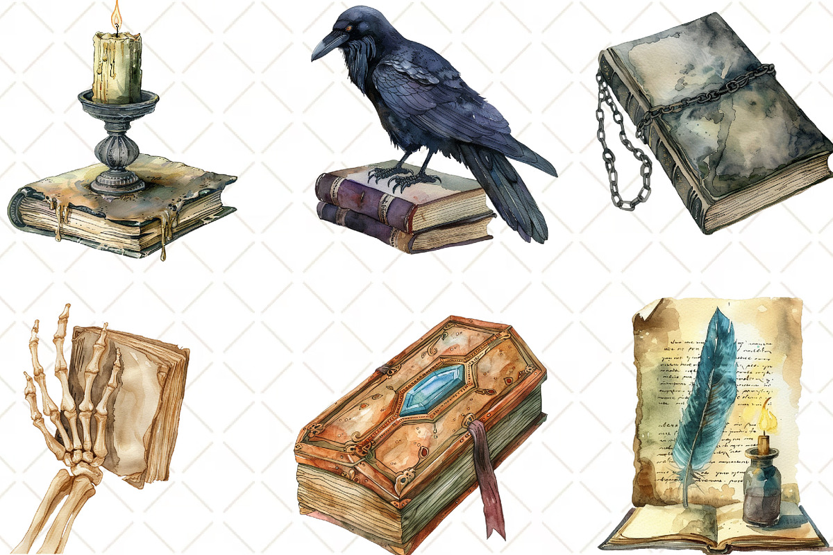 Cute Halloween Reading Clipart, an Illustration by Black Bird Studio (Photo 4 of 6)