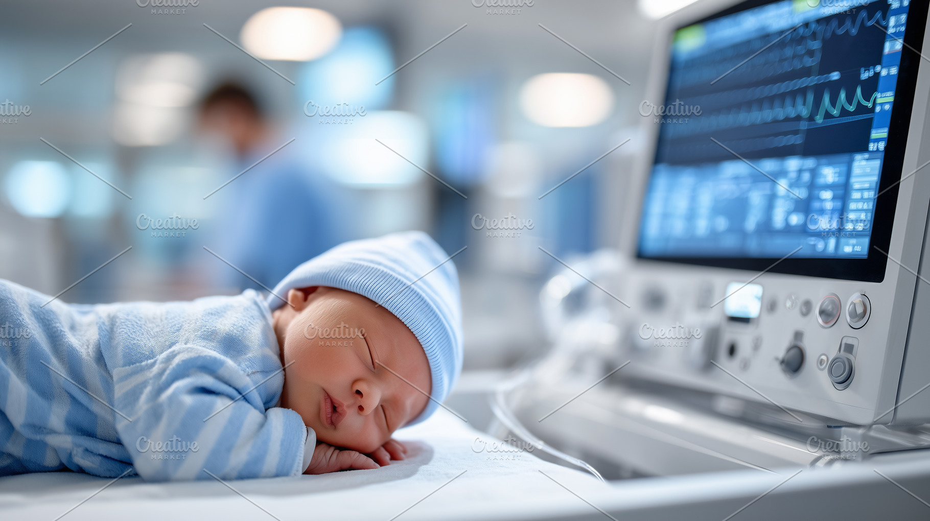Peaceful newborn baby sleeping in a, a Health & Medical Photo by MistyDay