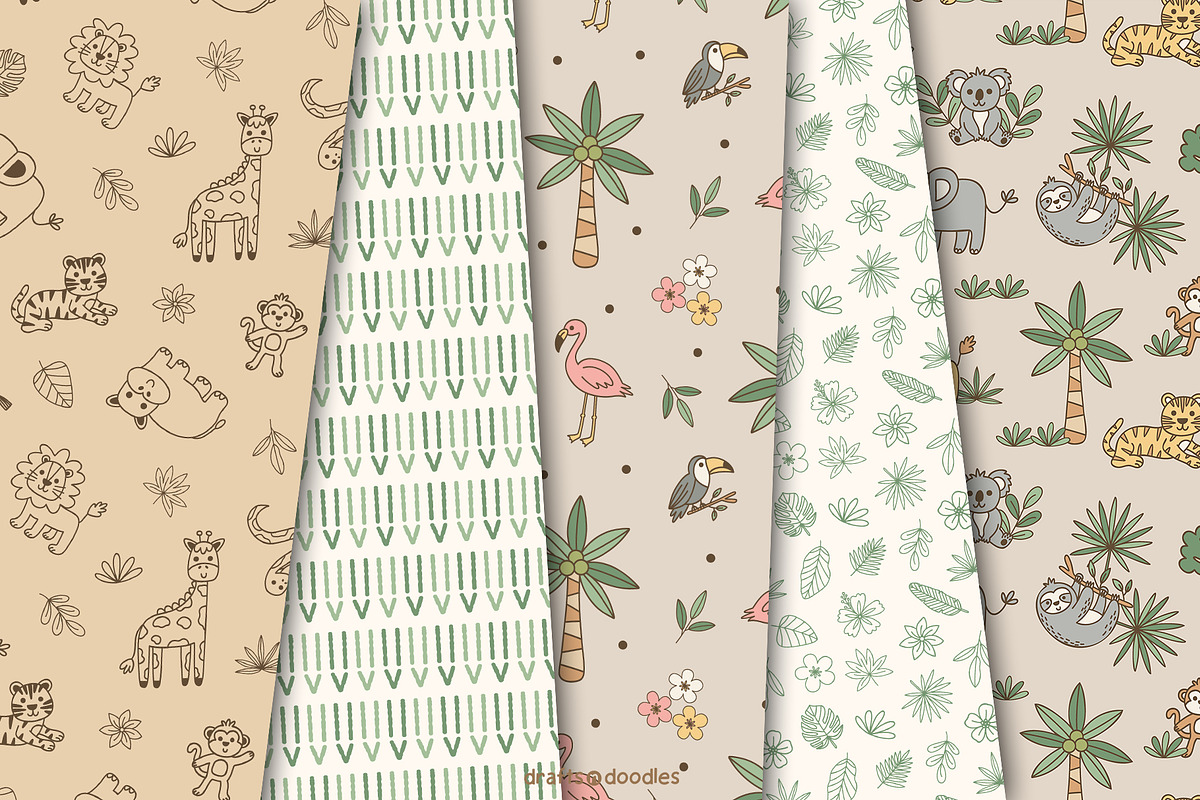 Jungle Safari Clipart and Patterns, a Pattern Graphic by Drafts n Doodles (Photo 6 of 12)