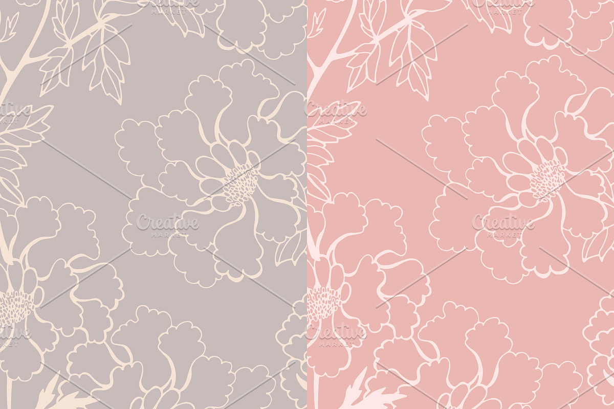 Peony flower pattern, a Pattern Graphic by Polanika (Photo 8 of 12)