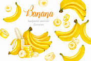 Banana. Watercolor., a Food Illustration by Ekaterina Mikheeva (Thumbnail 1 of 4)